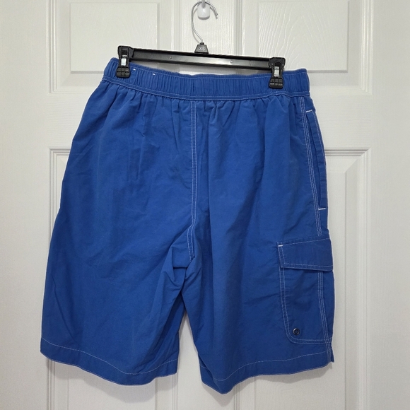 St. John's Bay Men Cargo Elastic Waistband Drawstring Blue Swim Short sz Medium - Picture 2 of 8
